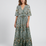 Élodie – Robe longue fleurie col V