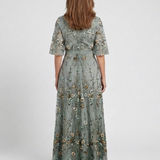 Camille | Robe longue fleurie à col V et manches courtes