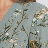 Camille | Robe longue fleurie à col V et manches courtes