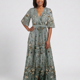 Camille | Robe longue fleurie à col V et manches courtes