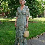 Camille | Robe longue fleurie à col V et manches courtes