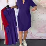 Hélène – Robe unie élégante col V