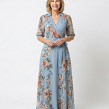 Charlotte | Robe longue portefeuille fleurie à col V