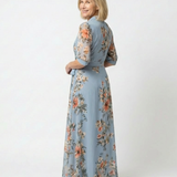 Charlotte | Robe longue portefeuille fleurie à col V