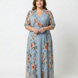 Charlotte | Robe longue portefeuille fleurie à col V