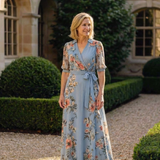 Charlotte | Robe longue portefeuille fleurie à col V