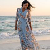 Charlotte | Robe longue portefeuille fleurie à col V